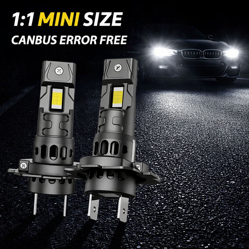 H7 LED ヘッドライト Canbus 8000LM 55 ワット 7035 Csp チップ 1:1 ミニサイズプラグアンドプレイオートランプ 6000 K ワイヤレスフォグライトターボファン付き