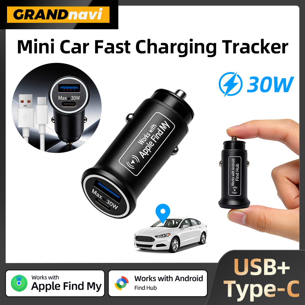GRANDNAVI ユニバーサルミニカー充電器シガーライター USB Type-C アダプター隠し GPS ロケータートラック IOS Apple システム用
