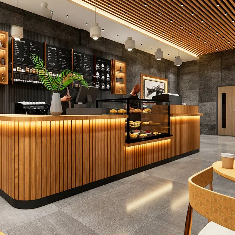 屋内コーヒーショップ、カスタマイズ可能なサイズ、色、素材、さまざまなスタイル、コーヒーショップやケーキショップに最適