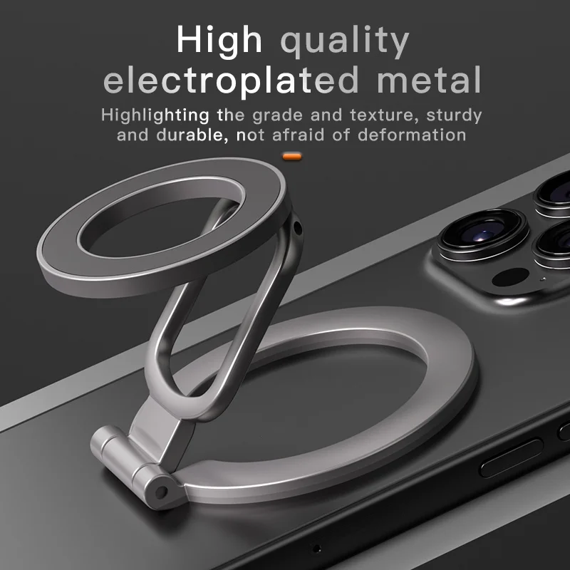 両面磁気リングスタンド MagSafe 携帯電話ホルダー 折りたたみ式 360° 回転スタンド iPhone17 用 強力な磁石フィンガーグリップサポート