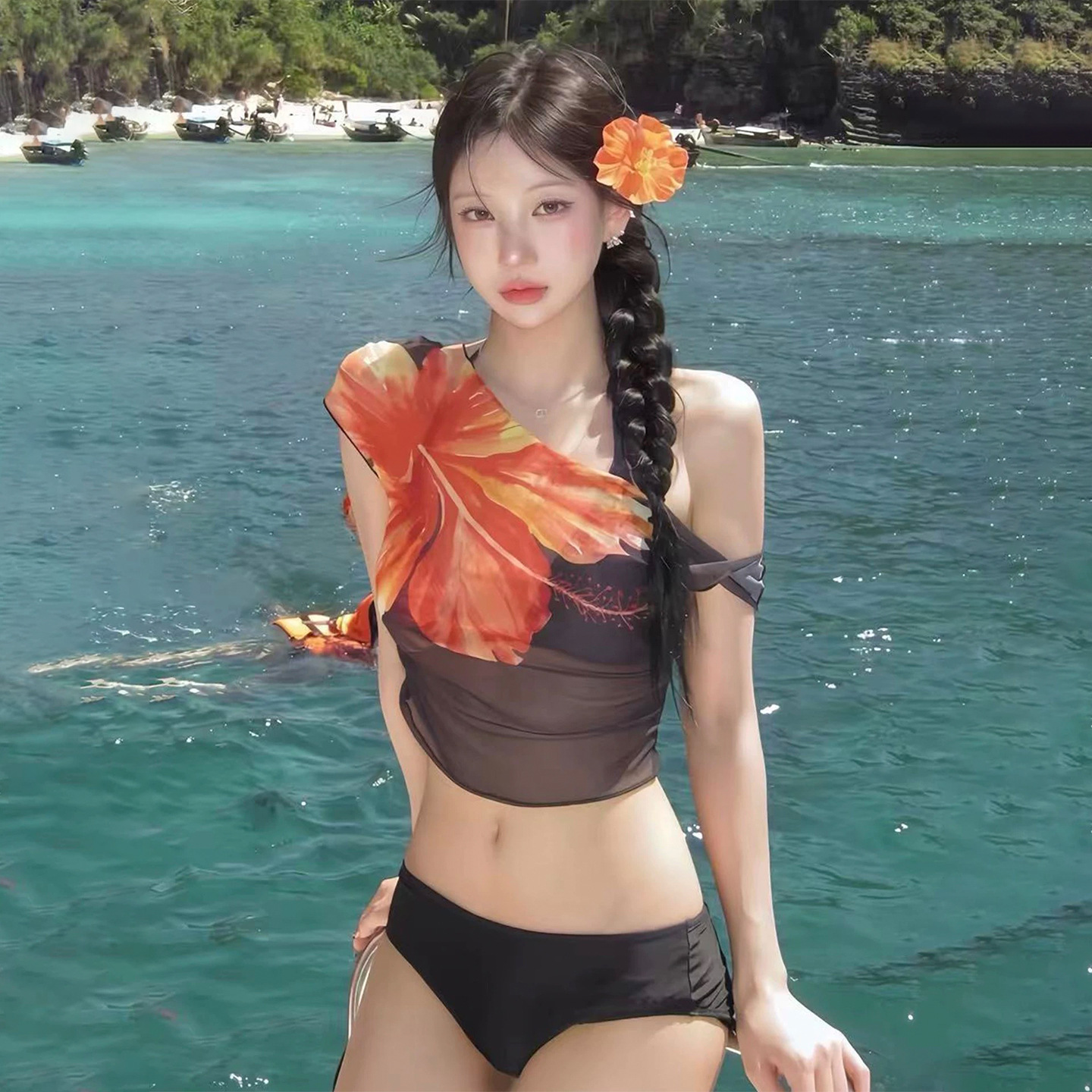 セクシーな韓国風ビキニ 3 点セットセパレート小胸ビーチクロスボーダー水着女性のホリデー水着