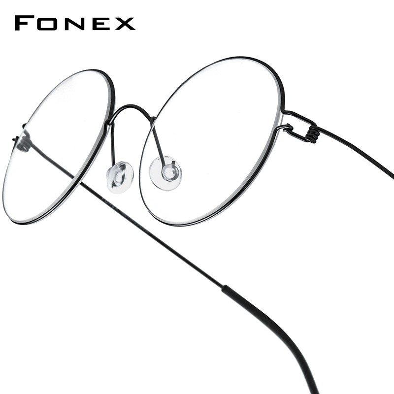FONEX ネジなし眼鏡フレーム男性女性ラウンドモルテンデンマーク韓国メガネフレームチタン合金眼鏡 98607