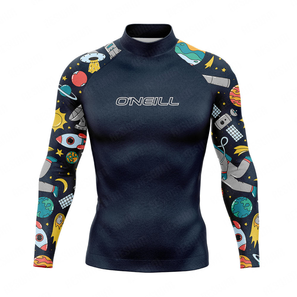 新しい面白いラッシュガード水着メンズ長袖ビーチサーフィン Tシャツ UV 保護水着少年の水泳スポーツサーフ服