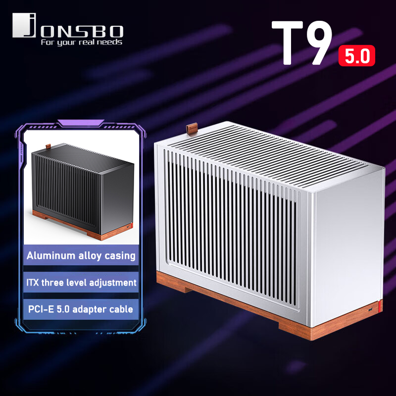 Jonsbo T9 5.0 アルミ合金 PC ケース ITX シャーシデスクトップコンピュータホストシェル 11L 容量ブラック/シルバー PC ケース PCI-E 5.0