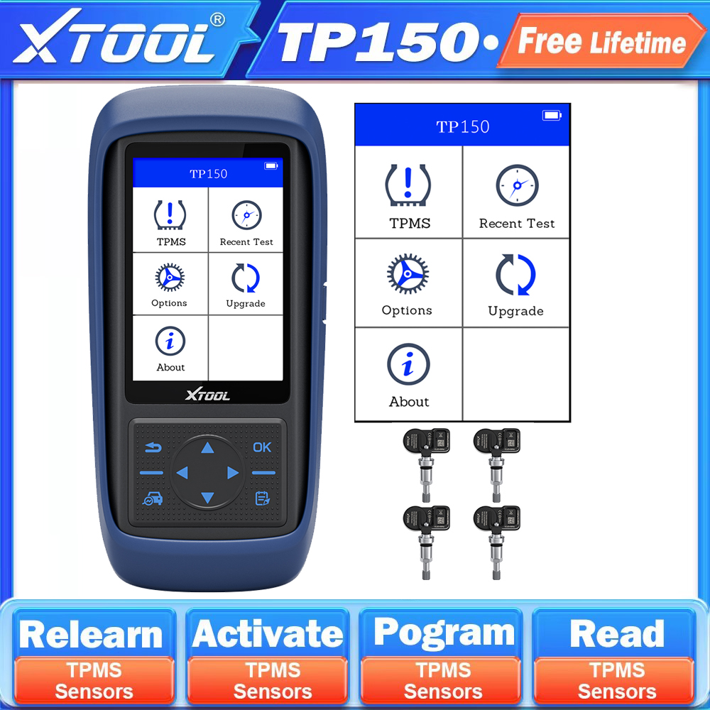 XTOOL TP150 TPMS タイヤ修理ツール タイヤ空気圧監視システム OBD2 診断ツール TPMS プログラミング 315 433MHz で作業