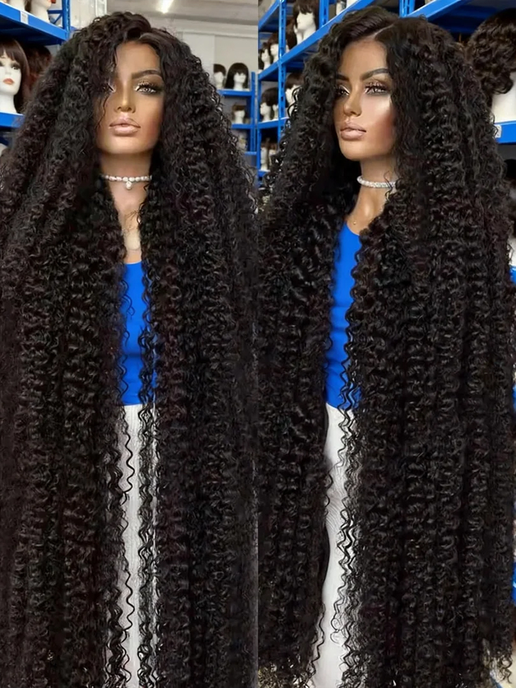 マレーシアヴァージン 300% 高密度 ナチュラル ヘアライン 事前に摘み取られたベビーヘア 40 42 インチ ルース ディープ ウェーブ レース フロント HD グルーレスウィッグ 人毛 13x4 ウォーター ウェーブ 人毛ウィッグ 13x6 ジェリー カーリー レース フロント