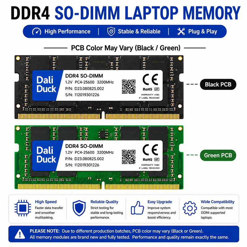 DaliDuck メモリ DDR4 SODIMM 8GB ノートパソコン用 RAM アップグレード 2133MHz 2400MHz 2666MHz ノートブックメモリ 1.2V 260PIN ノートパソコン用メモリアップグレード