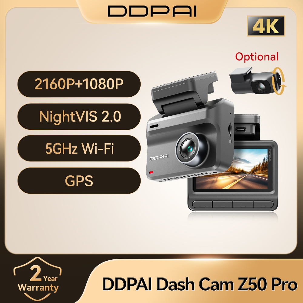 DDPAI Z50 Pro ダッシュカム 4K 車 DVR ナイトビジョン 5GHz Wi-Fi GPS ADAS 24 時間駐車モード フロントおよびリアカメラ