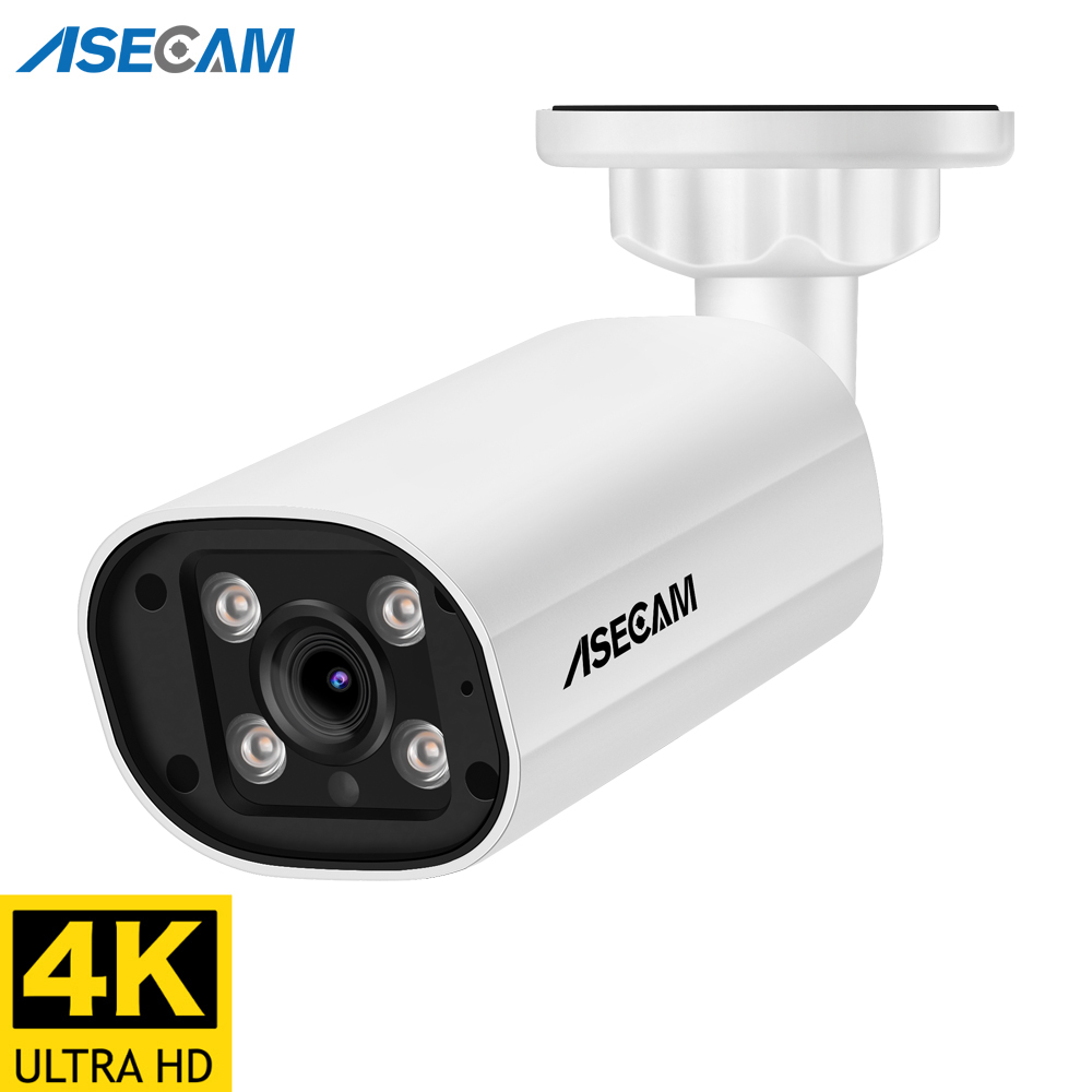 ASECAM 8MP POE IP カメラ 4K 15fps 屋外ヒューマン検出 CCTV 4MP オーディオ Onvif デュアルライトビデオ監視セキュリティ