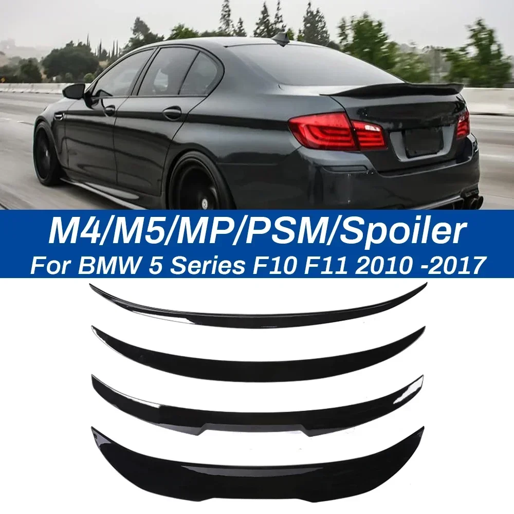 Bmw 5 シリーズ F10 F11 F18 2010 -2017 グロスブラックルーフスポイラーテール M5 MP M4 PSM スタイルリアバンパーリップトランクスリムカーボンファイバー