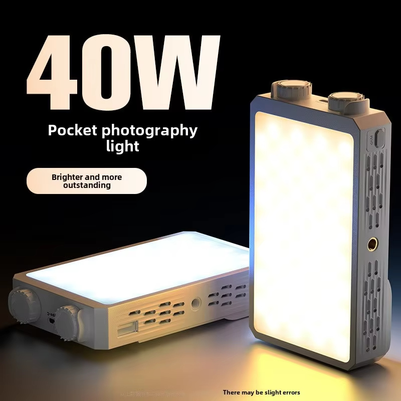 携帯電話充電PD用充電式バッテリー内蔵40WミニポータブルLEDフィルビデオライト