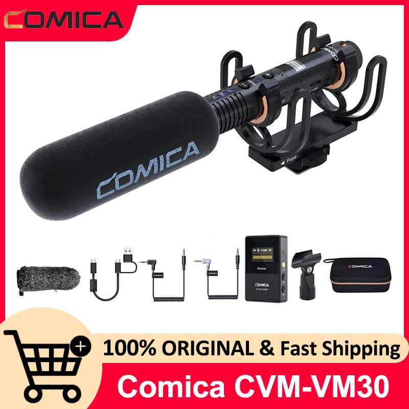 Comica VM30 2.4G スーパーカーディオイド ワイヤレス ショットガン マイク オンカメラ マイク ゲインコントロール付き カメラ、スマートフォン、コンピュータ用