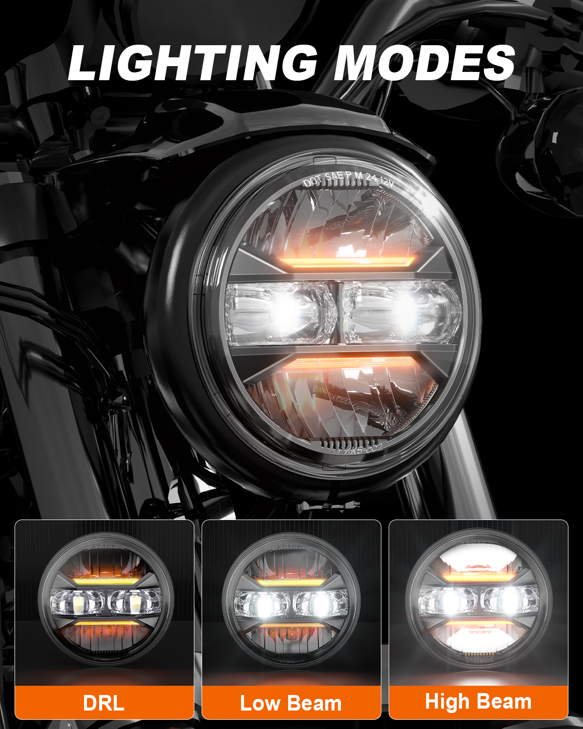 5 3/4 インチ 5.75 "LED 車オートバイヘッドライトホワイト/アンバーハロー DRL ハーレーインディアンスカウトホンダヤマハ V スタートライアンフ H4