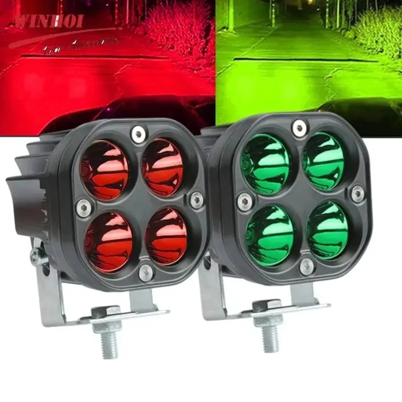 1/2/4 個 4x4 オフロード車のトラック 12V 24VQualit 赤緑 LED 3 インチ 40 ワットスクエアワークライトバースポットライト駆動霧ヘッドライト
