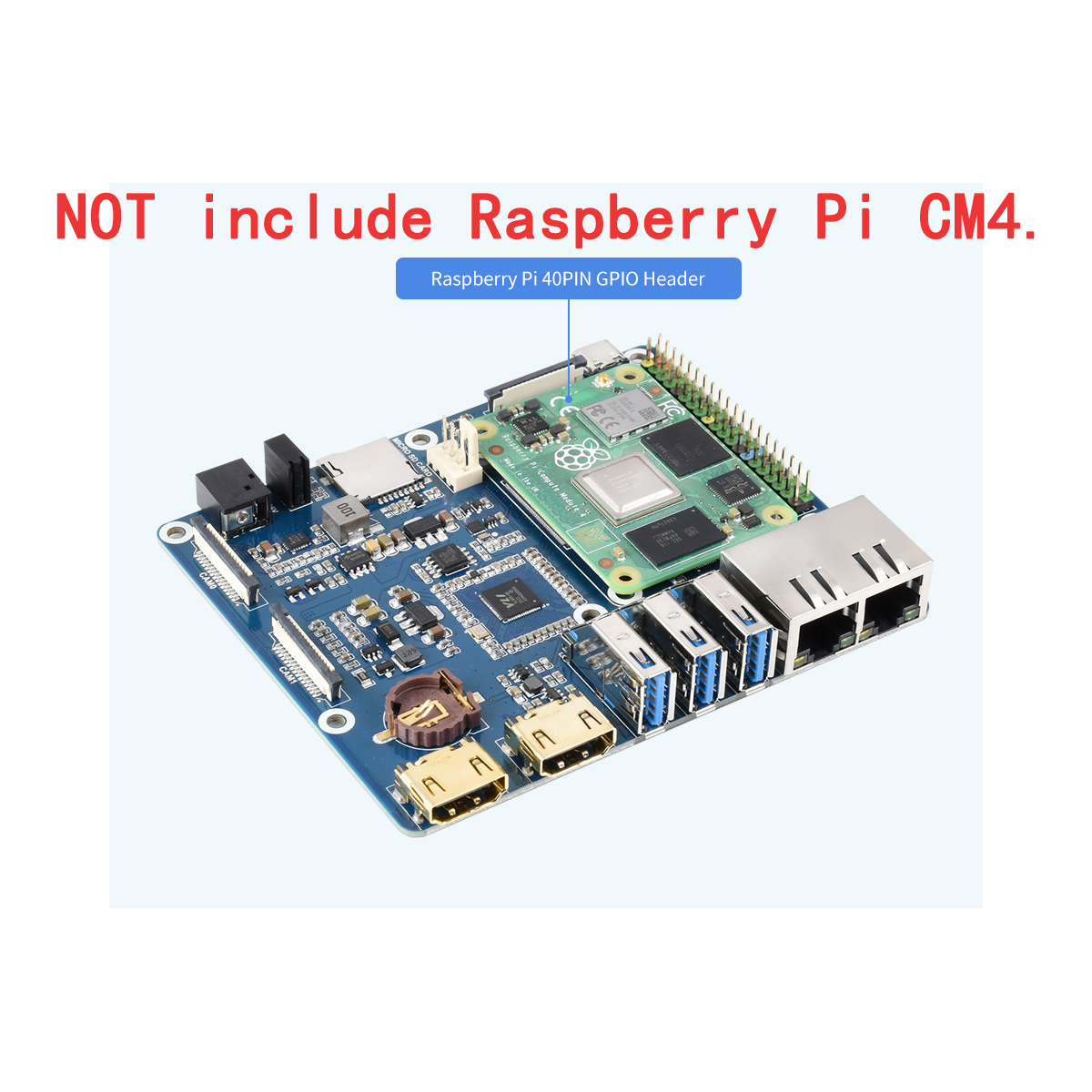 CM4 IOボード デュアルギガビットイーサネット RPI Raspberry Pi Compute Module 4 Lite eMMCプロジェクト用ベースキャリア拡張ボード