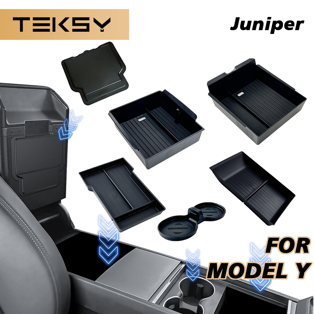TEKSY 1/2/3/4/6/7/8 個テスラ新モデル Y 2025 2026 ジュニパー ABS シリコン滑り止めマットコンソール
