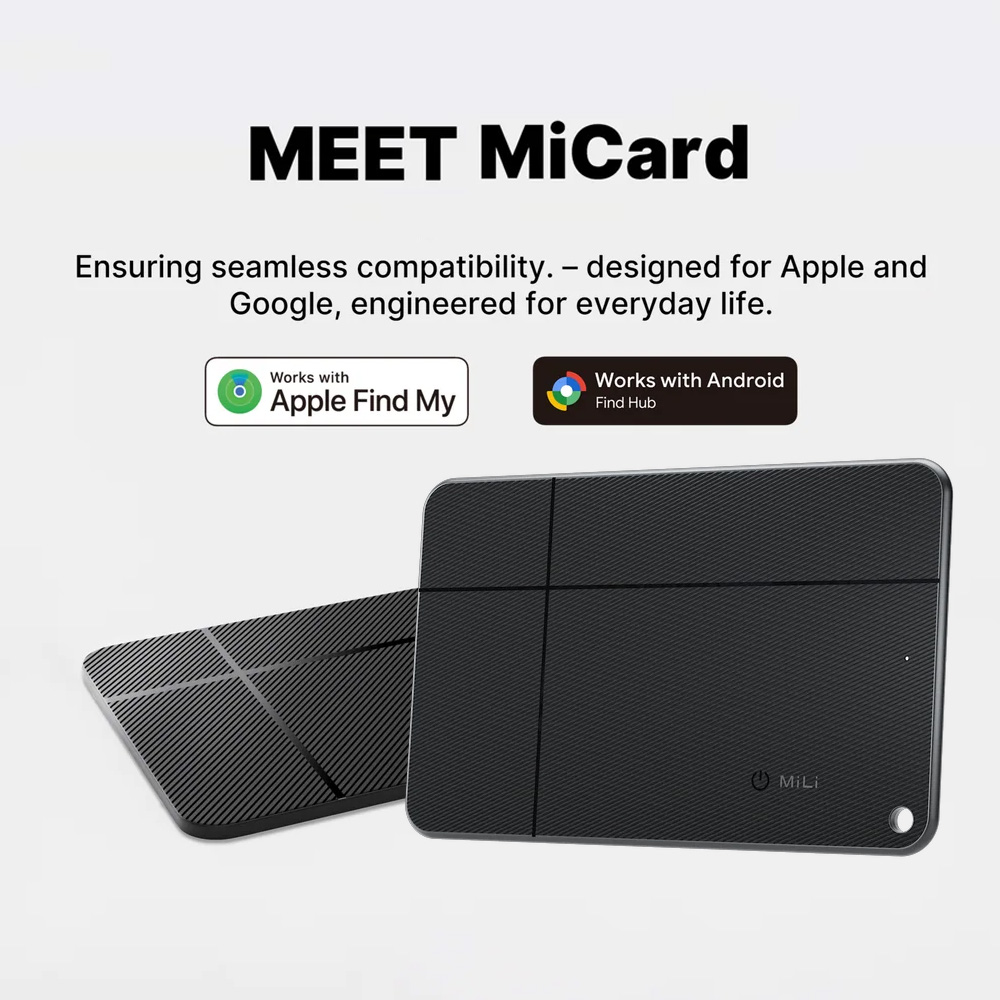MiLi Slim - ウォレットファインダー、Bluetoothトラッカー、荷物タグ用アイテムロケーター、IOSとAndroidの両方に対応、Micard Pro Duo