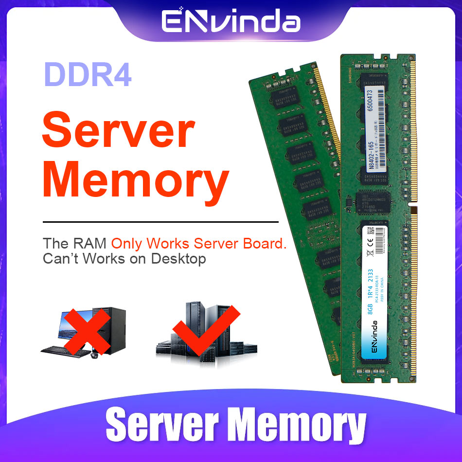 ENvindaサーバーメモリ DDR4 RAM 16GB 4GB 8GB 32GB PC4 2400MHz 2133MHz 2666MHz 2133P 2400T 2666V REG ECC対応 X99 マザーボード