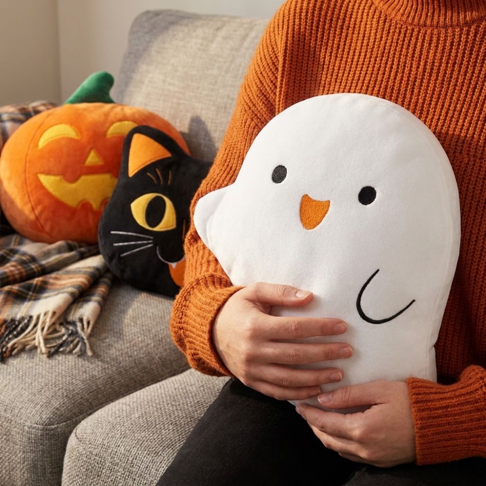 スーパーソフトハロウィン黒猫枕漫画 PP 綿ファイリングゴースト形のスローピロー肌に優しいノベルティカボチャクッション