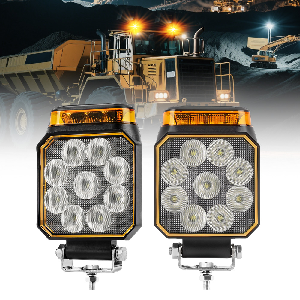 HAOLIDE New 4 Inch LED Work Light Flood Off Road White Strobe Amber Signal Engineering Excavator Forklift Loader off-road use