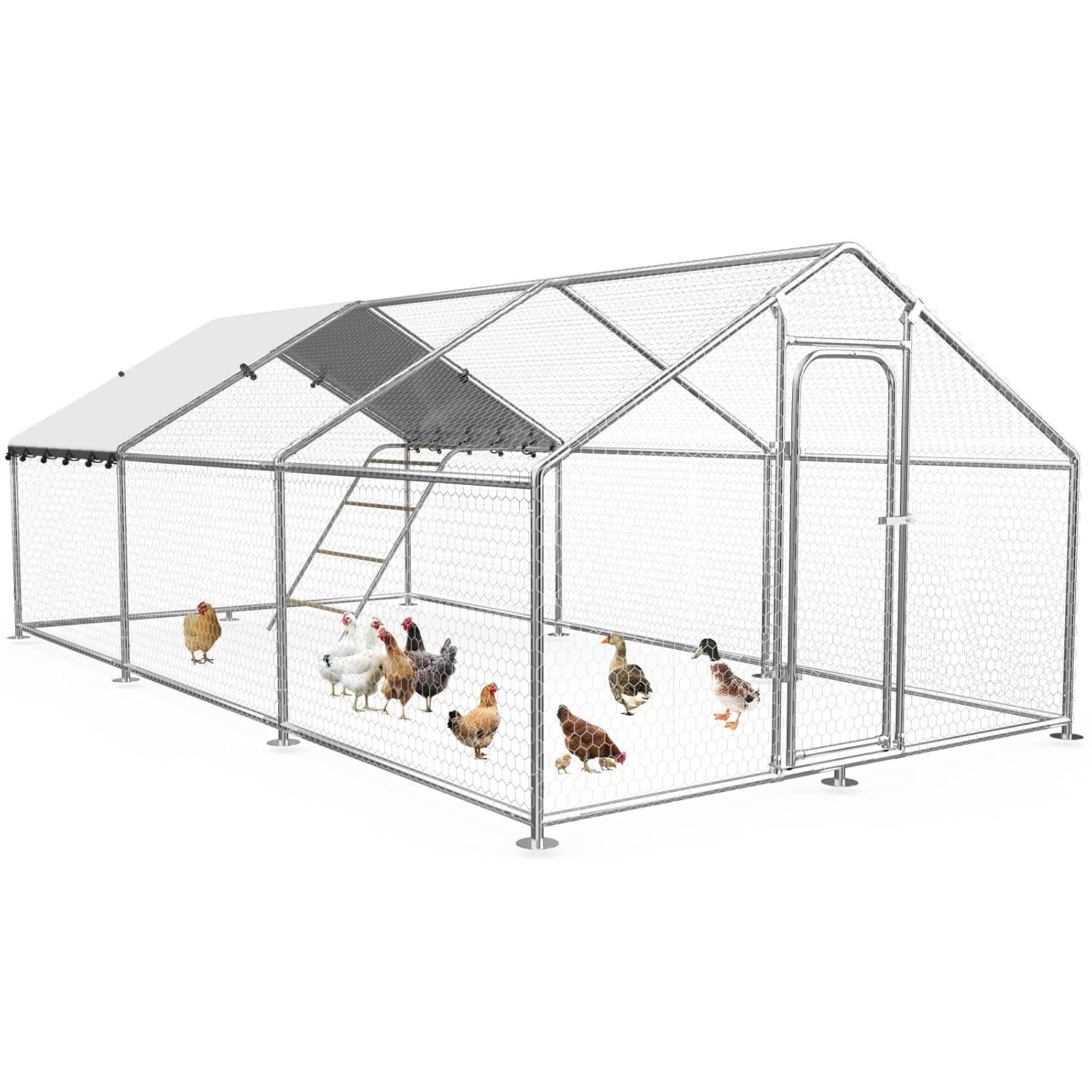 金属鶏小屋防水カバー屋外実行ファームヤードペン 10x19.7x6.4 フィートねぐら、カスタム
