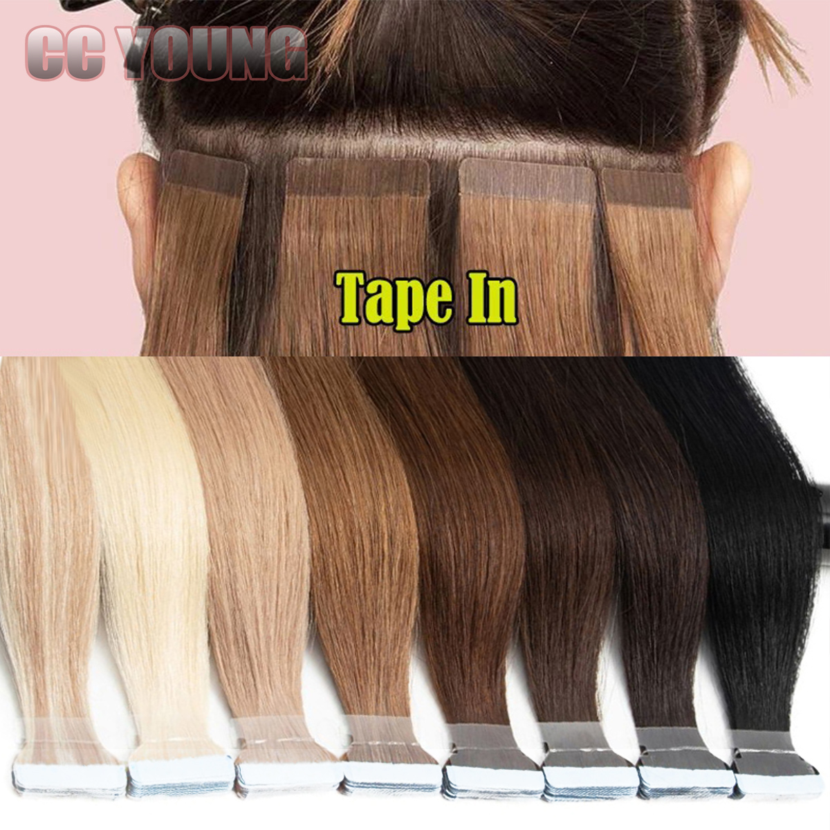 目に見えないテープでヘアエクステンション 100% レミー人毛ピアノカラーブラウン混合ハニーブロンドテープインヘアエクステンション