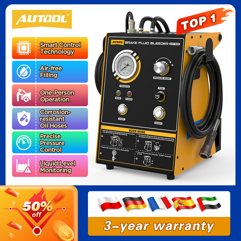 AUTOOL AST603 自動ブレーキ液オイル交換機マシン車の脈動ブレーキ液交換器電気ブレーキブリーダーキット 110V 220v