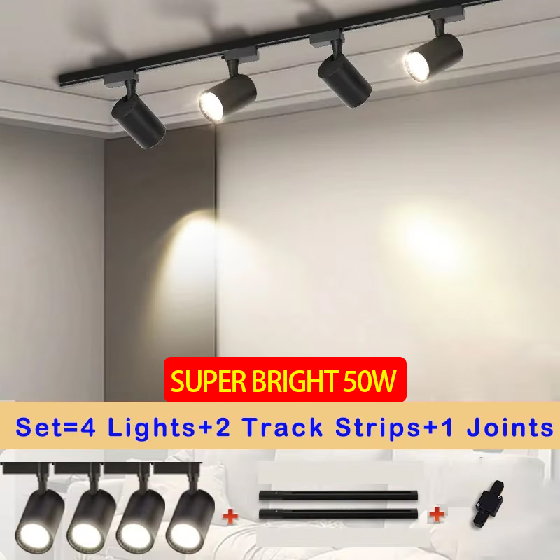 Led トラック照明器具 COB トラック照明 220V スポットライトトラックランプレール 50 ワットスポットライトキッチン衣料品店スポット LED ライト