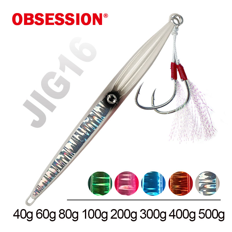 OBSESSION J16 40 グラム-500 グラムメタルシンキングジグ​​ビアト海水鯉パイクペシェジグスピナールアー釣り鯛ジギングルアーフック