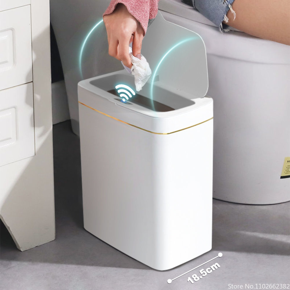 15/18L スマートセンサーゴミ箱ゴミバケツ防水狭い縫い目自動ゴミ箱くずかごキッチントイレ寝室用