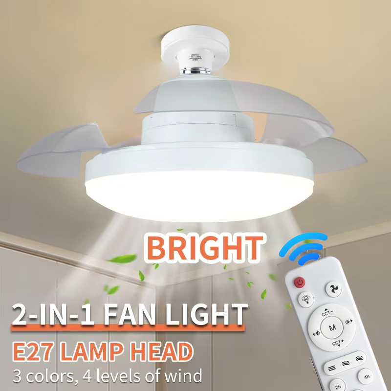 ホーム E27 照明 2-in-1 シーリングファン リモコン付き LED 3 調節可能な照明器具 照明ベース ベッドルーム リビングルーム
