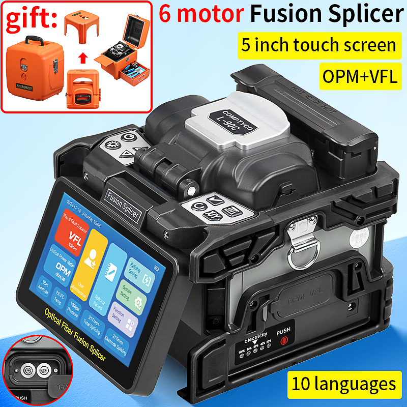 COMPTYCO L-90C 光ファイバ融着接続機 6 モーター多言語タッチスクリーン光ファイバコア熱融着機 OPM VFL 内蔵
