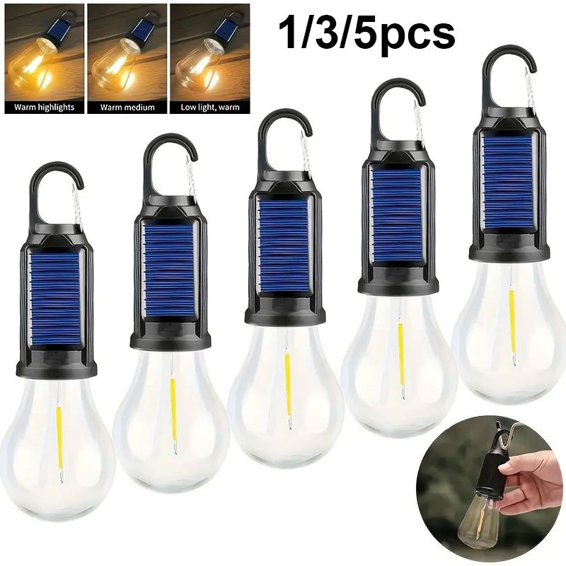 1/3/5 ソーラー電球 LED キャンプライト 3 モード屋外吊り下げテントライトキャンプハイキングや釣りに最適
