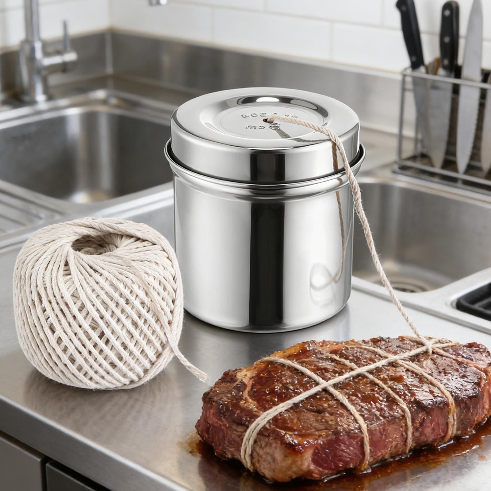 キッチン綿麻ひも 2 ロールセット スチールディスペンサー付き 肉七面鳥用クッキングベーキングストリング 家庭用バーベキュー