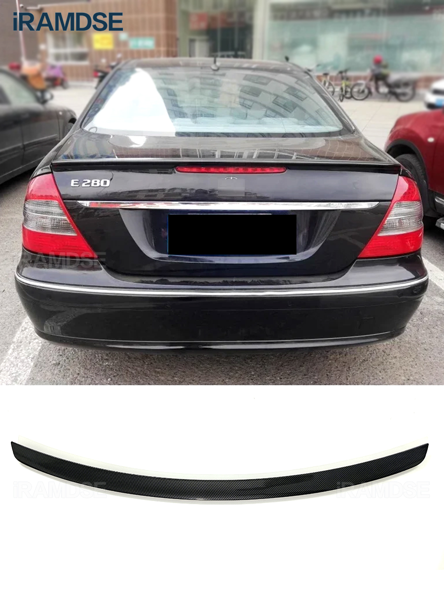 W211 スポイラーベンツ E240 280 320 350 E63 E クラスセダン車のリアウイング黒テールフィンカーボンペイントアクセサリー