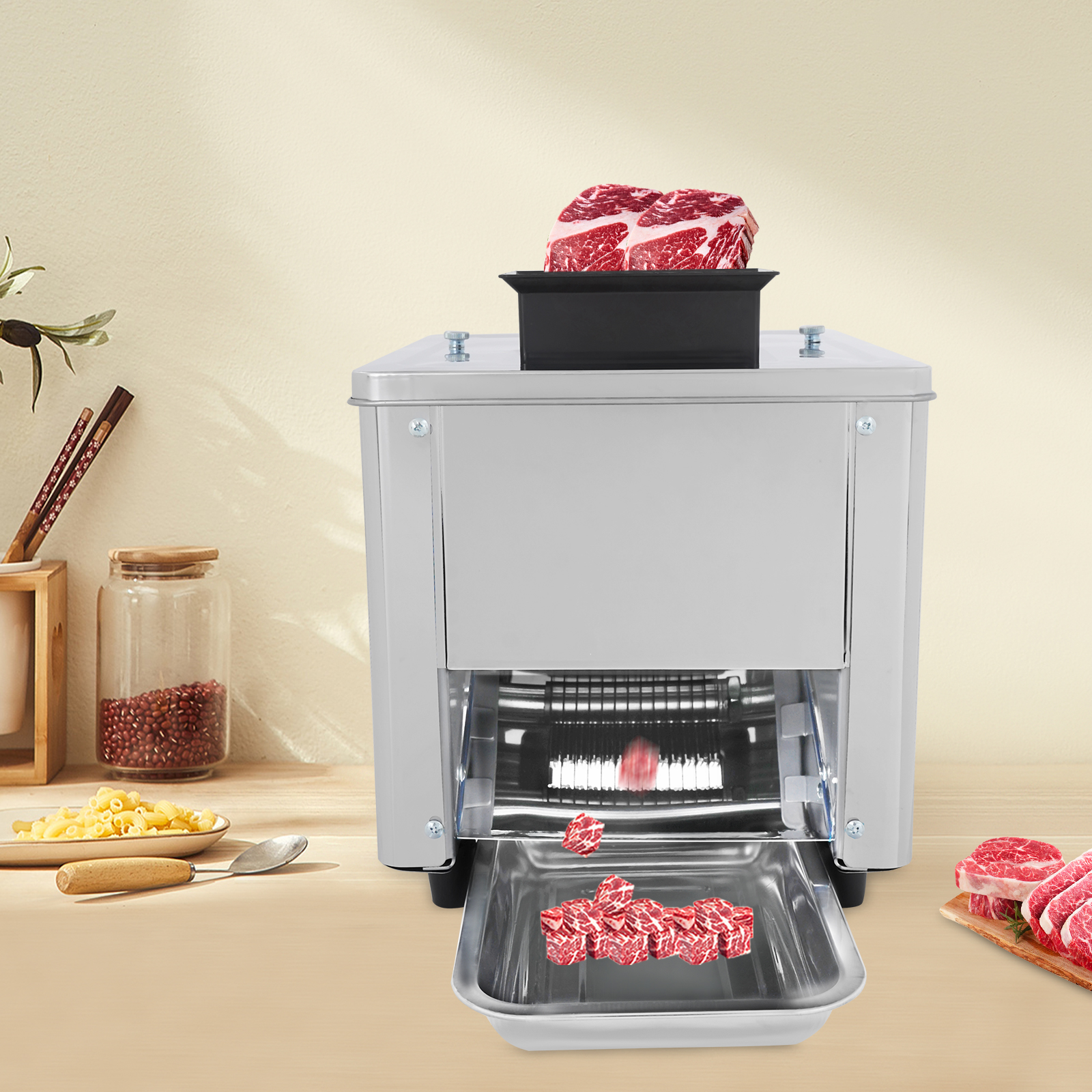 肉切断機;ハイパワー 850W 銅モーター;ステンレススチール、330ポンド/時間の高耐久性。自動スライス/シュレッディング/ダイシング