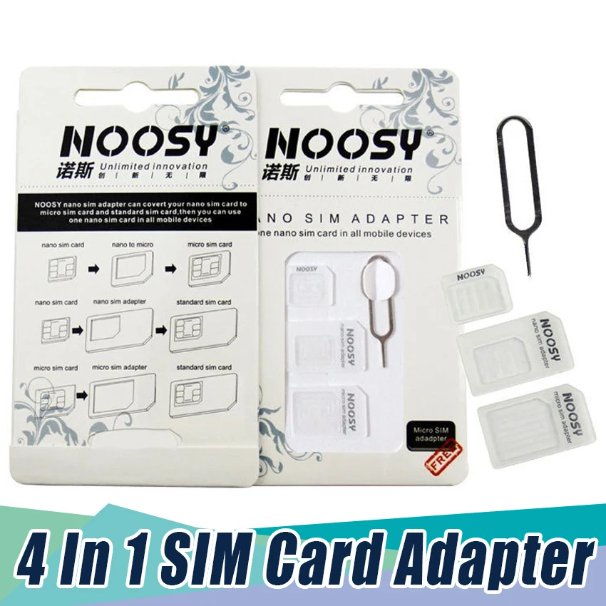 4 in 1 マイクロ Nano SIM カード アダプター コンバーター キット イジェクト ピン針付き iPhone Huawei Samsung スマート携帯電話 Sims ホルダー用