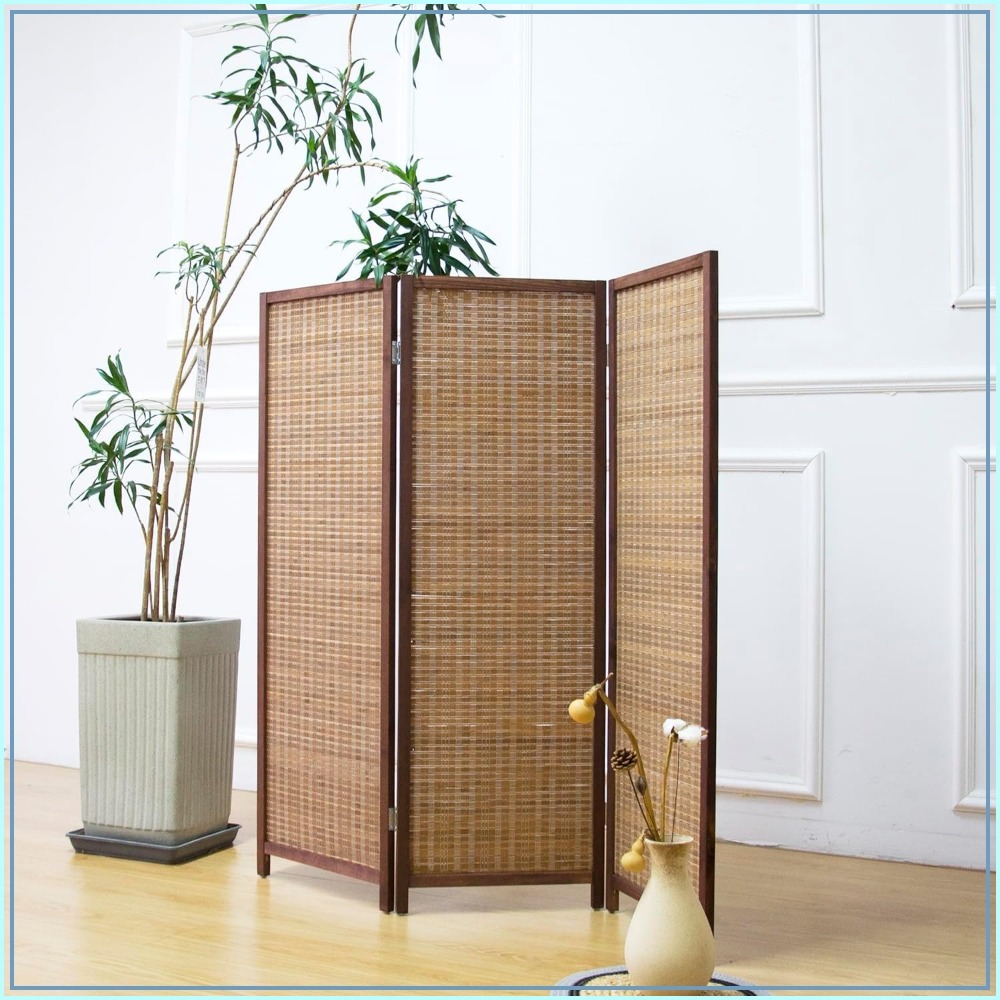 3-Panel Bamboo Room Divider Screen, 3.95FT Tall Freestanding Partition for Room Separation