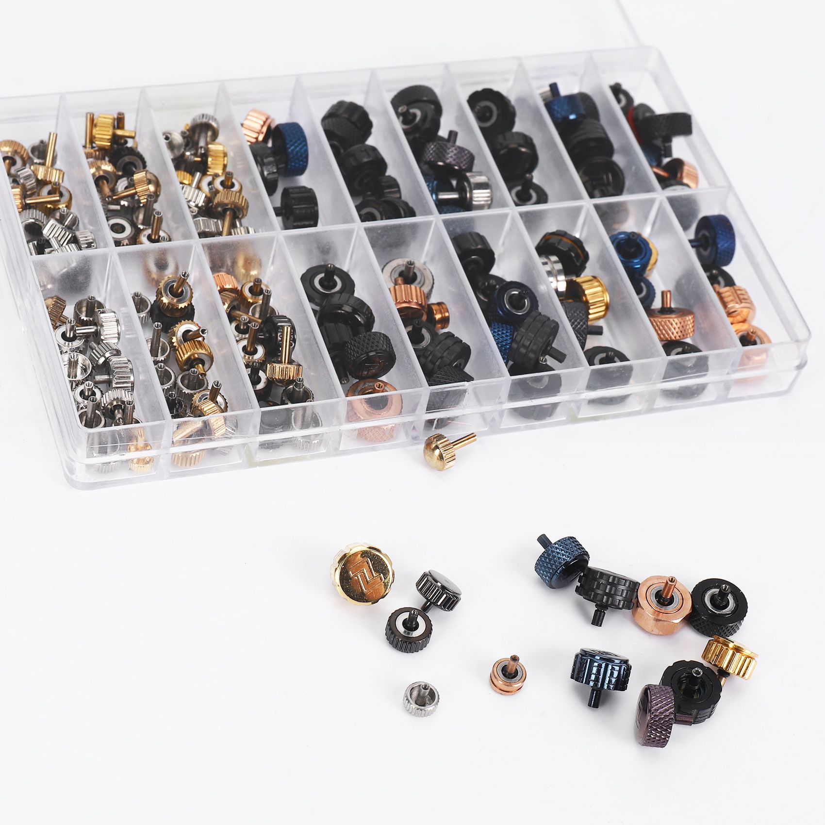 A04R-Watch Crown ウォッチヘッド 腕時計パーツ用 ドームフラットヘッドウォッチアクセサリー 時計メーカー用修理ツールキット