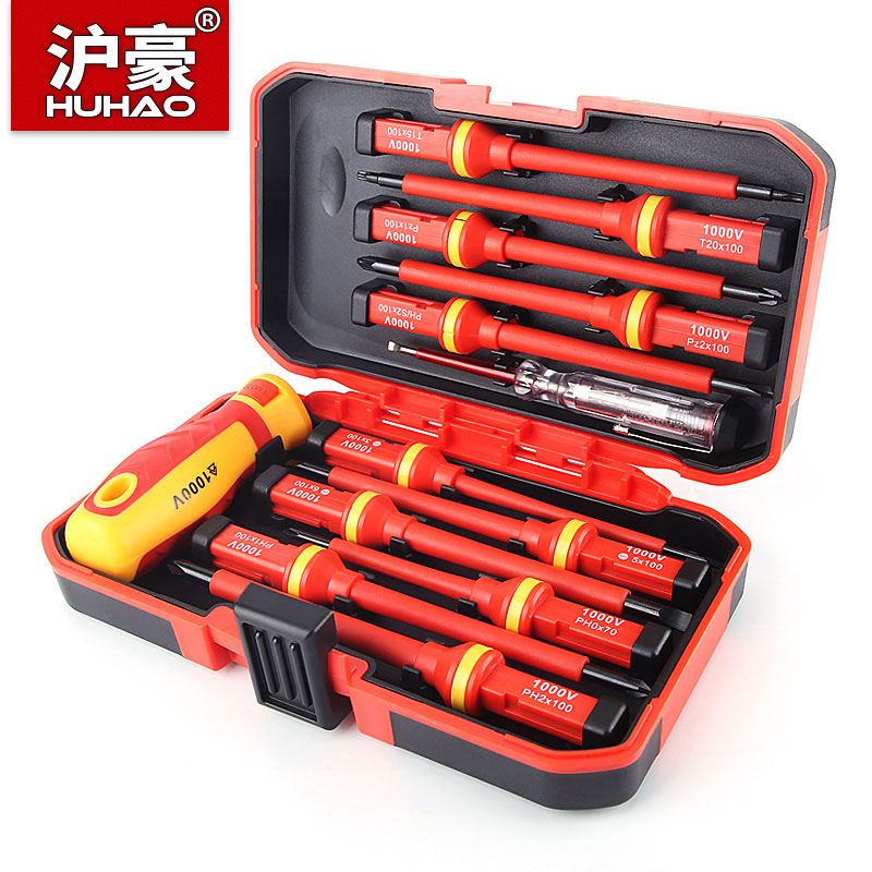 HUHAO 1/7/13 個磁気ドライバーセット 1000V 変更可能な絶縁ドライバーセット電気技師ツール修復ツールキット