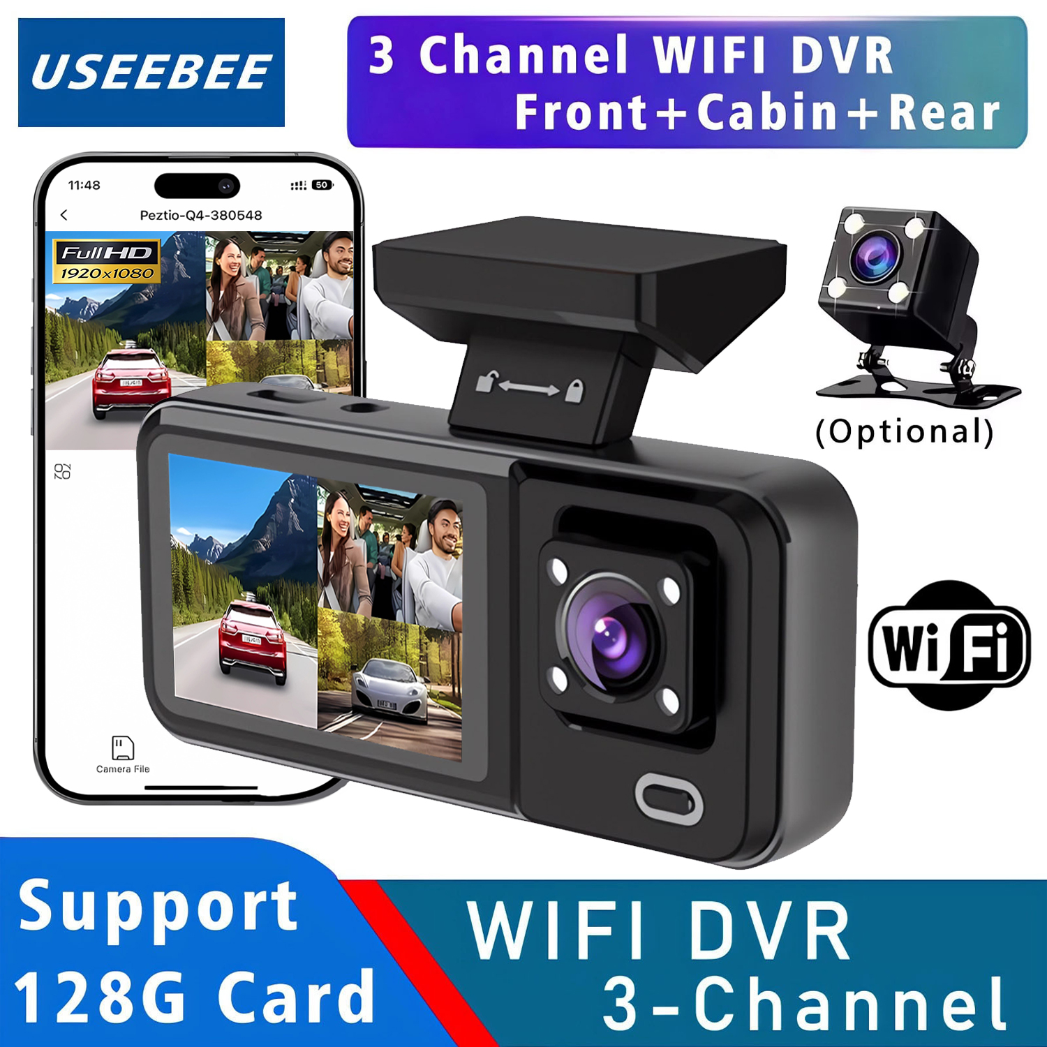 WIFI 3 カメラダッシュカムキャビン車 Dvr 1080P 車内車両 3 ウェイチャンネル Dvrs レコーダービデオ登録器ダッシュカムカムコード