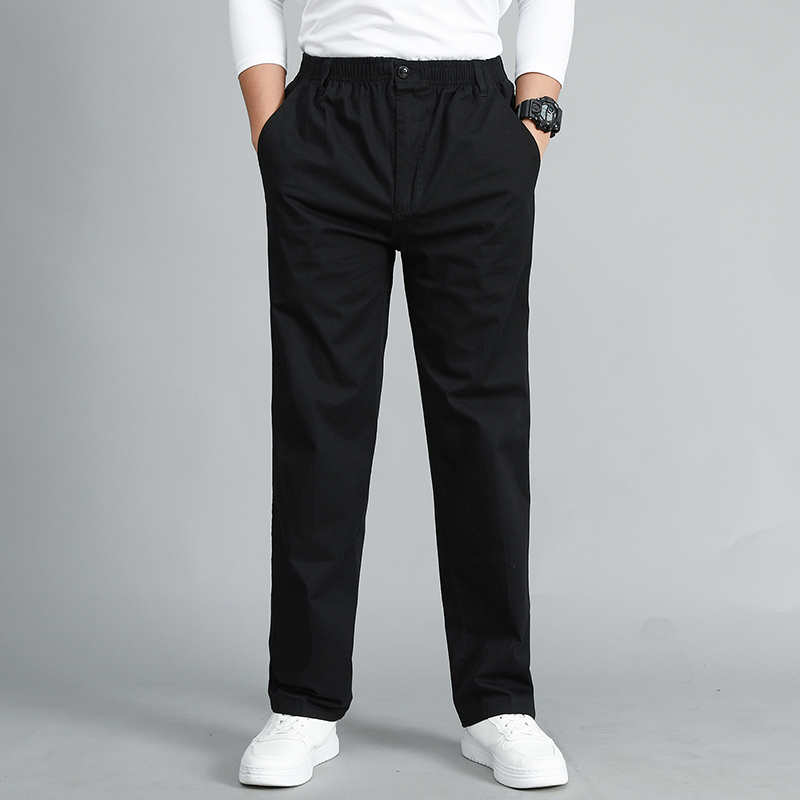 男性カジュアルパンツスリムストレート通気性ストレッチクラシックズボン男性のための春秋ストリート blackPant 男性高品質