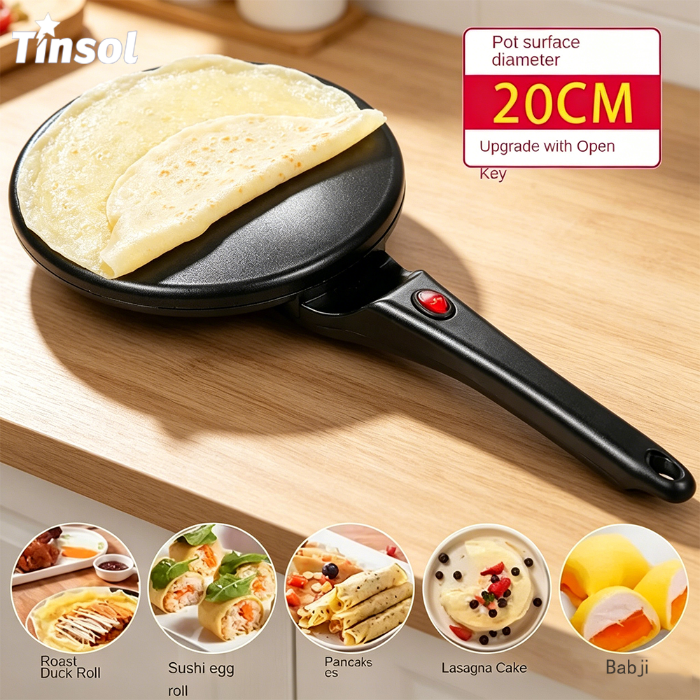 TINSOL 電気ワッフルメーカー、ケーキメーカー、朝食用ピザ焼き機、パンケーキグリドル、ノンスティックパン、春巻きフライパン