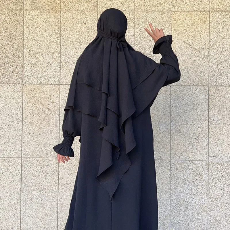 イスラム教徒の女性ロングスカーフヒジャーブターバン二重層祈り衣服イスラム服イードラマダンキマールニカブニカブアミラアバヤス