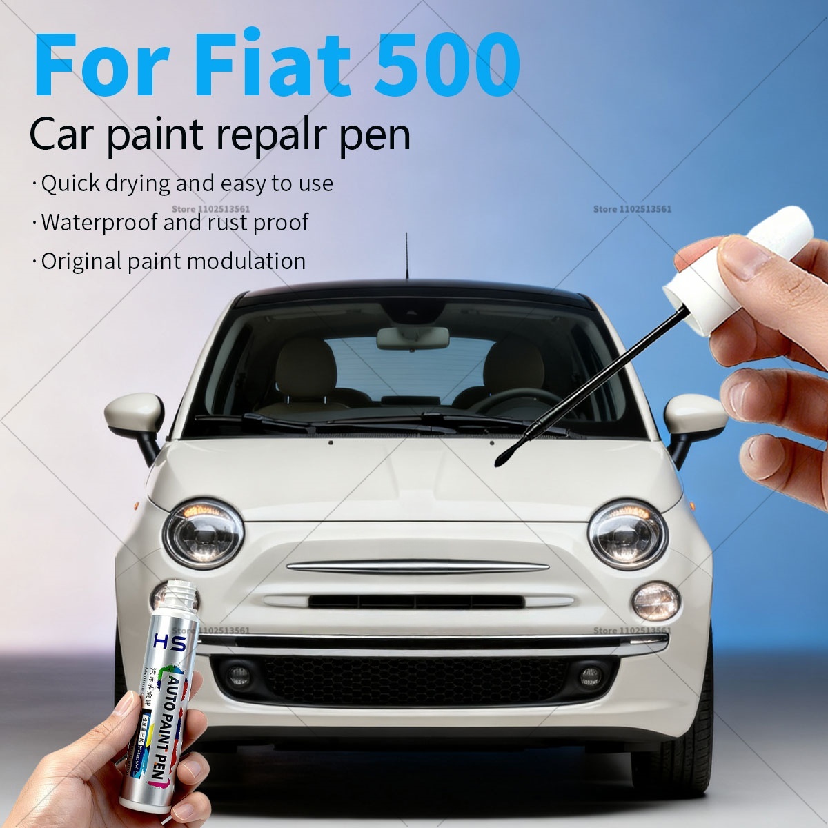 フィアット 500 車の塗装修理ペンタッチアップスクラッチリムーバー DIY オートアクセサリー黒赤白シルバーグレー黄色オレンジブラウン