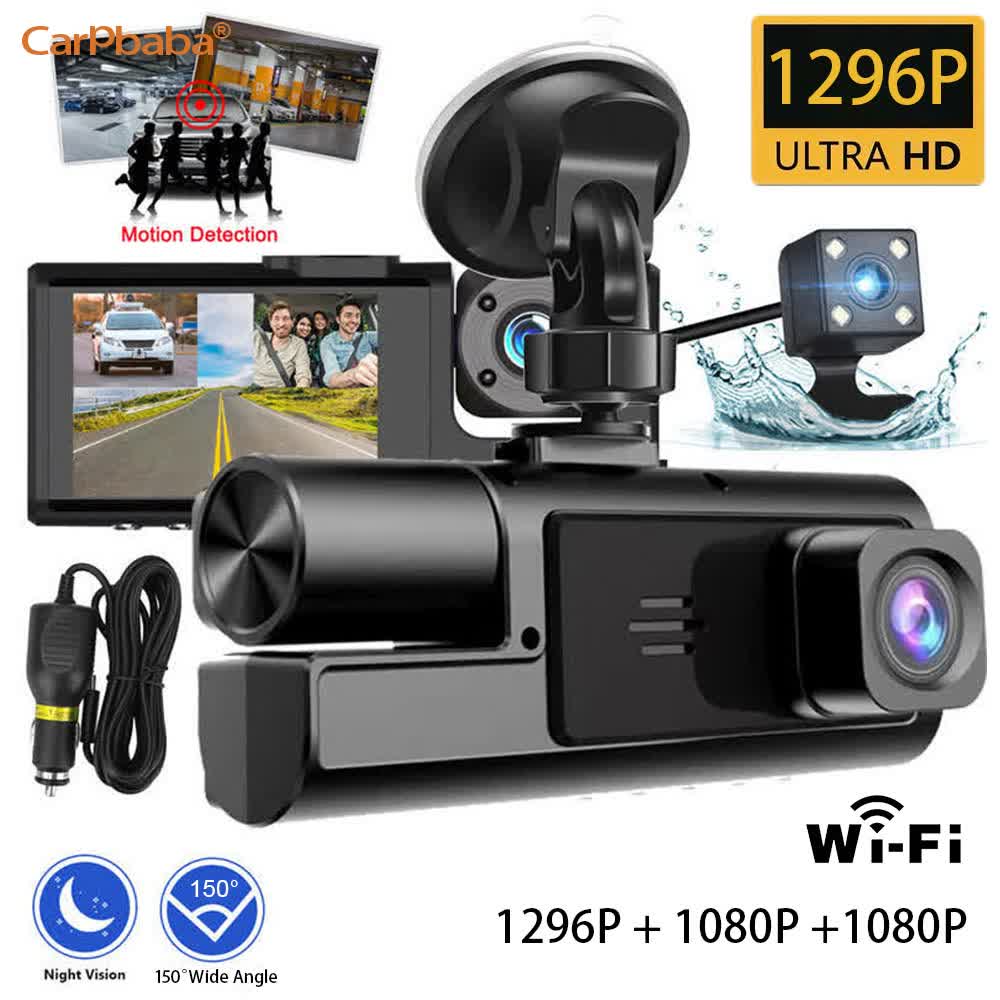 1296P DVR 2/3 チャンネルフロントインサイドリアビューカメラ GPS WIFI ブラックボックスダッシュカム車用ビデオレコーダー車両カーアクセサリー