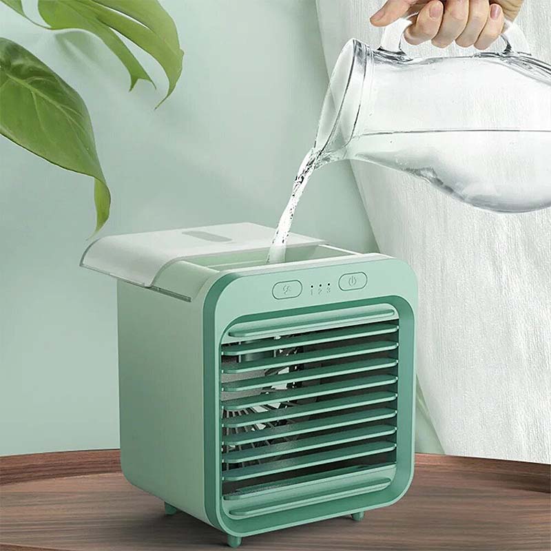 ポータブルデスクトップ蒸発空気クーラー水冷ファン、アイスボックス加湿器付き個人用小型エアコン、ホームオフィス用