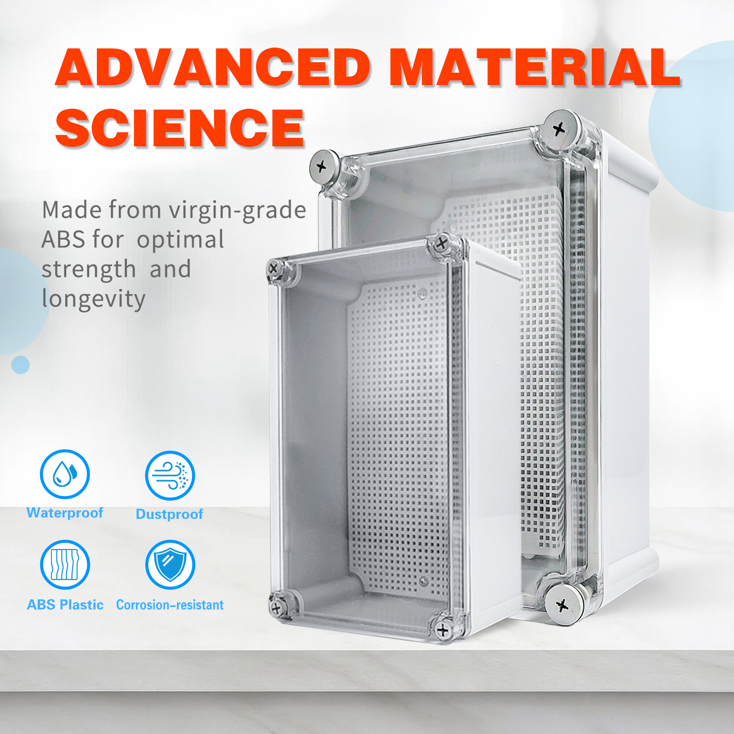 IP67 Transparent Waterproof Junction Box with Mounting Plate for Outdoor Instrument Enclosures and Electrical Project Boxes
