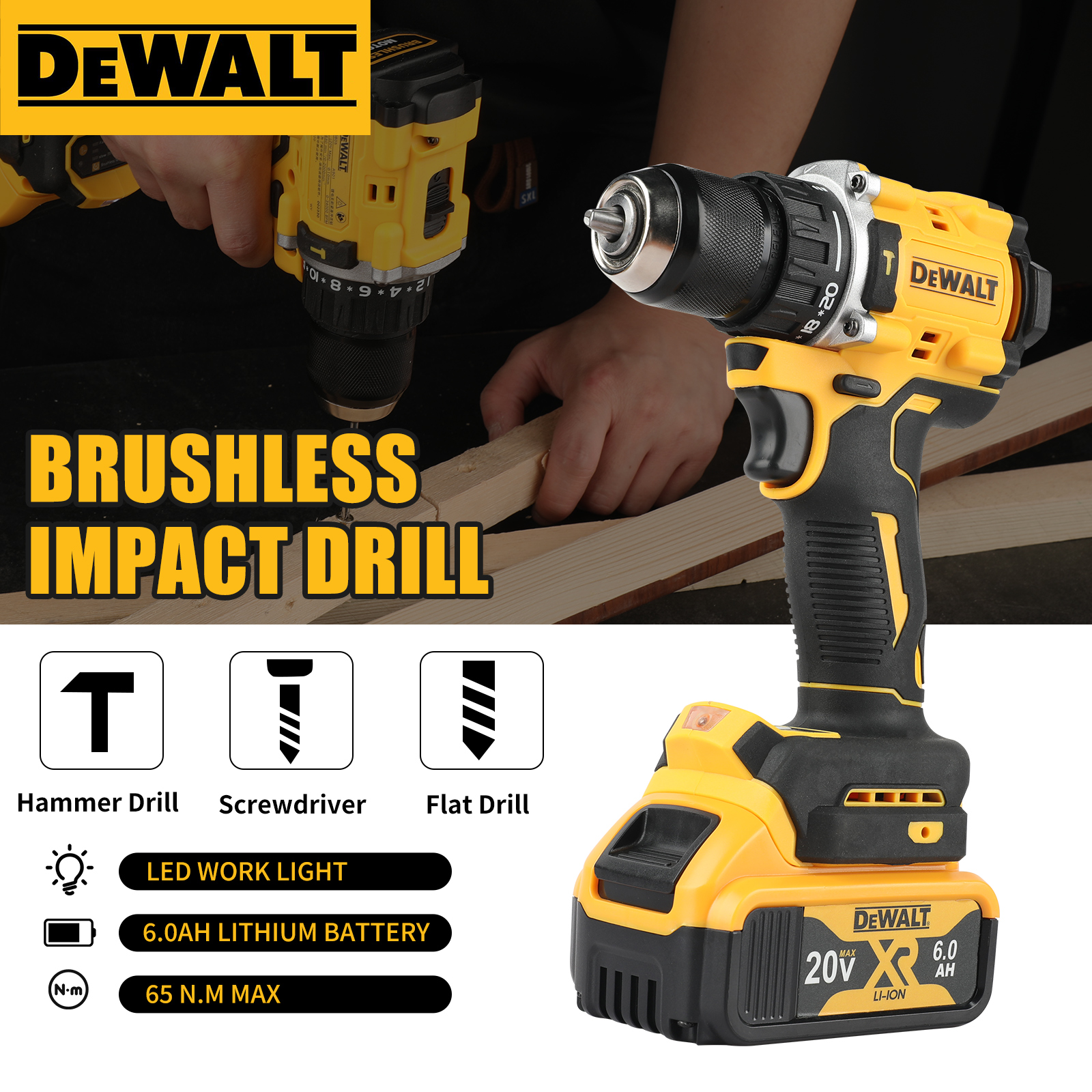 DEWALT 805 20V リチウムブラシレス多機能電動ドライバー充電式、ハンドドリル、ハンマードリルツール
