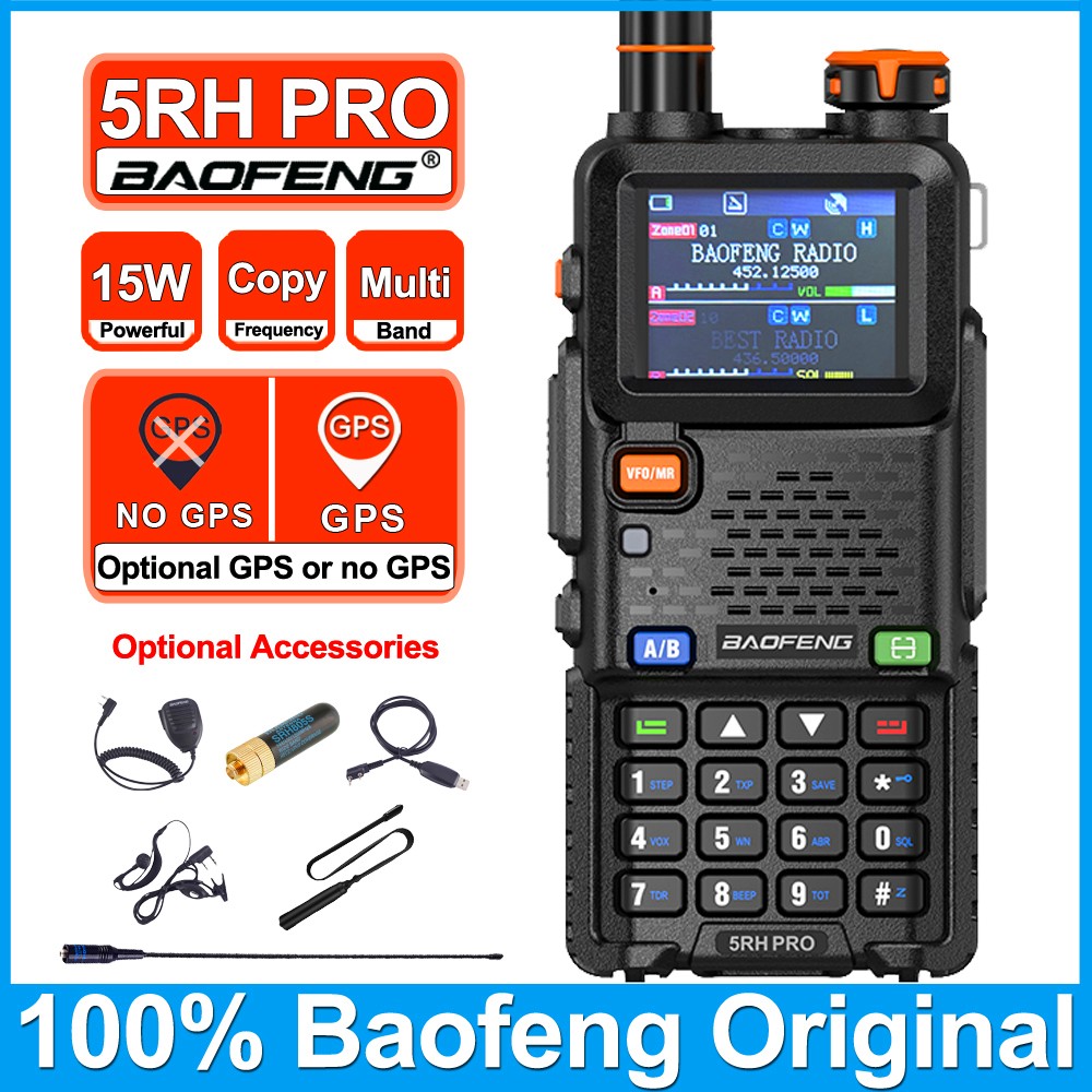 Baofeng 5RH PRO 15 ワットエアバンド GPS トランシーバー長距離マルチバンドワイヤレスコピー周波数双方向アマチュア無線アップグレード UV5R プロ